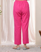 Vaasva Women Rani Cotton Flax Solid Straight Pants