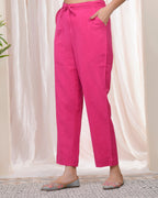 Vaasva Women Rani Cotton Flax Solid Straight Pants