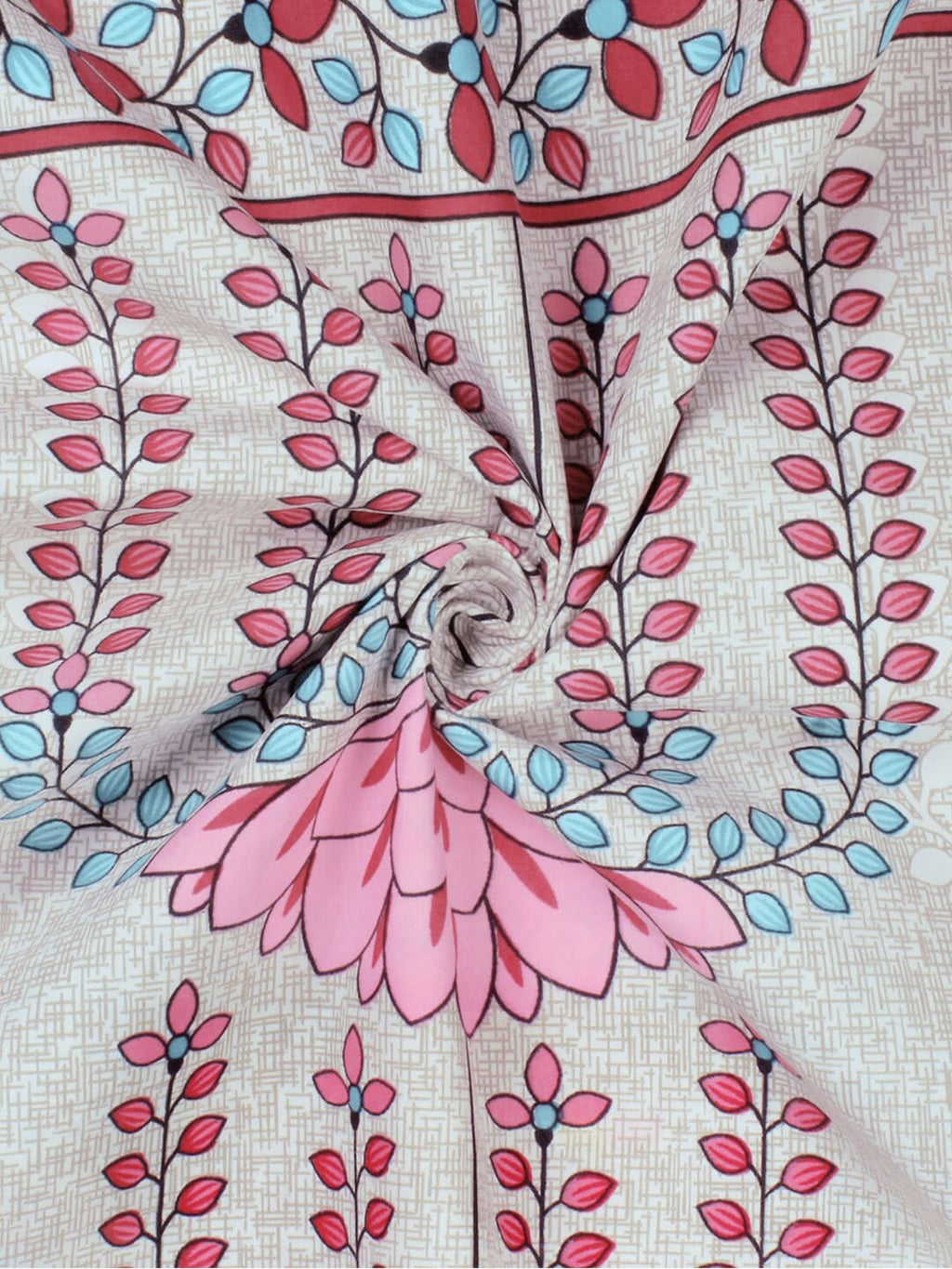 Story@home Grey & Pink Ethnic Motifs 180 TC Bedsheet with Pillow Cover - Distacart