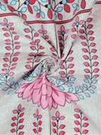Story@home Grey & Pink Ethnic Motifs 180 TC Bedsheet with Pillow Cover - Distacart
