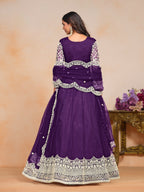 Anaita Purple Embroidered Net Anarkali Suit - Distacart