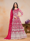 Anaita Magenta Embroidered Net Anarkali Suit - Distacart
