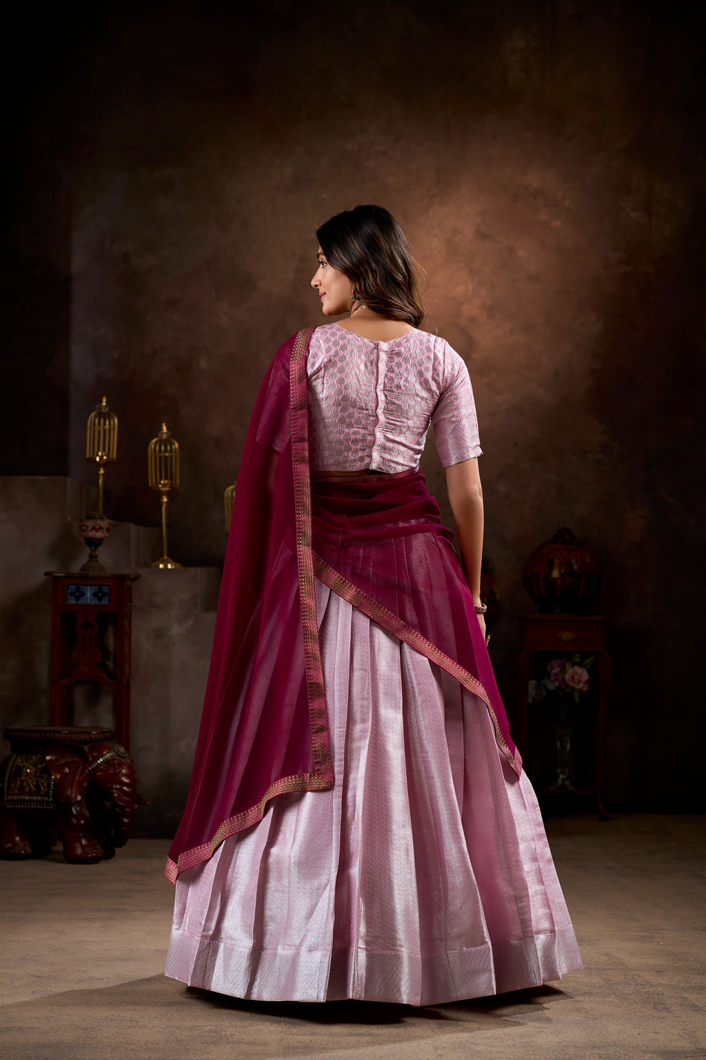 Lorenvalley Purple Jacquard Silk weaving work Lehenga Choli with Dupatta