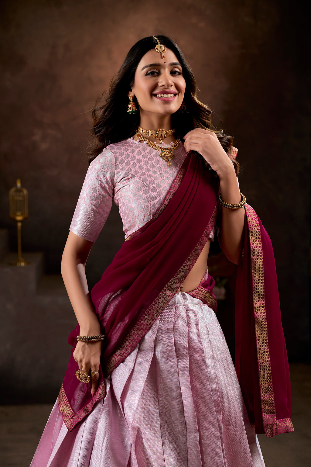 Lorenvalley Purple Jacquard Silk weaving work Lehenga Choli with Dupatta