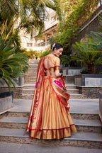 Lorenvalley Chiku Jacquard Silk Paithani Zari Weaving Work Lehenga Choli with Dupatta