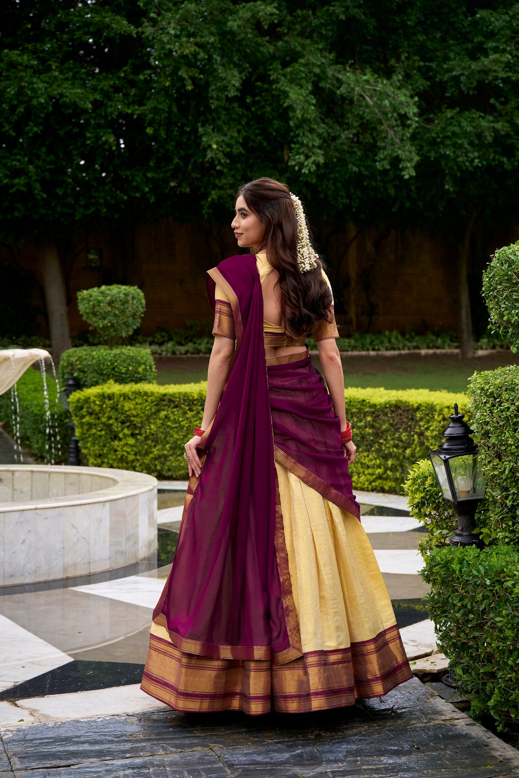 Lorenvalley Fashion Cream Kanchipuram Zari Weaving Work Lehenga Choli with Dupatta - Distacart