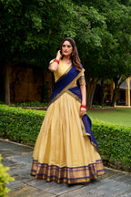 Lorenvalley Fashion Cream Kanchipuram Zari Weaving Work Lehenga Choli with Dupatta - Distacart