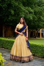 Lorenvalley Fashion Cream Kanchipuram Zari Weaving Work Lehenga Choli with Dupatta - Distacart