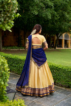 Lorenvalley Fashion Cream Kanchipuram Zari Weaving Work Lehenga Choli with Dupatta - Distacart