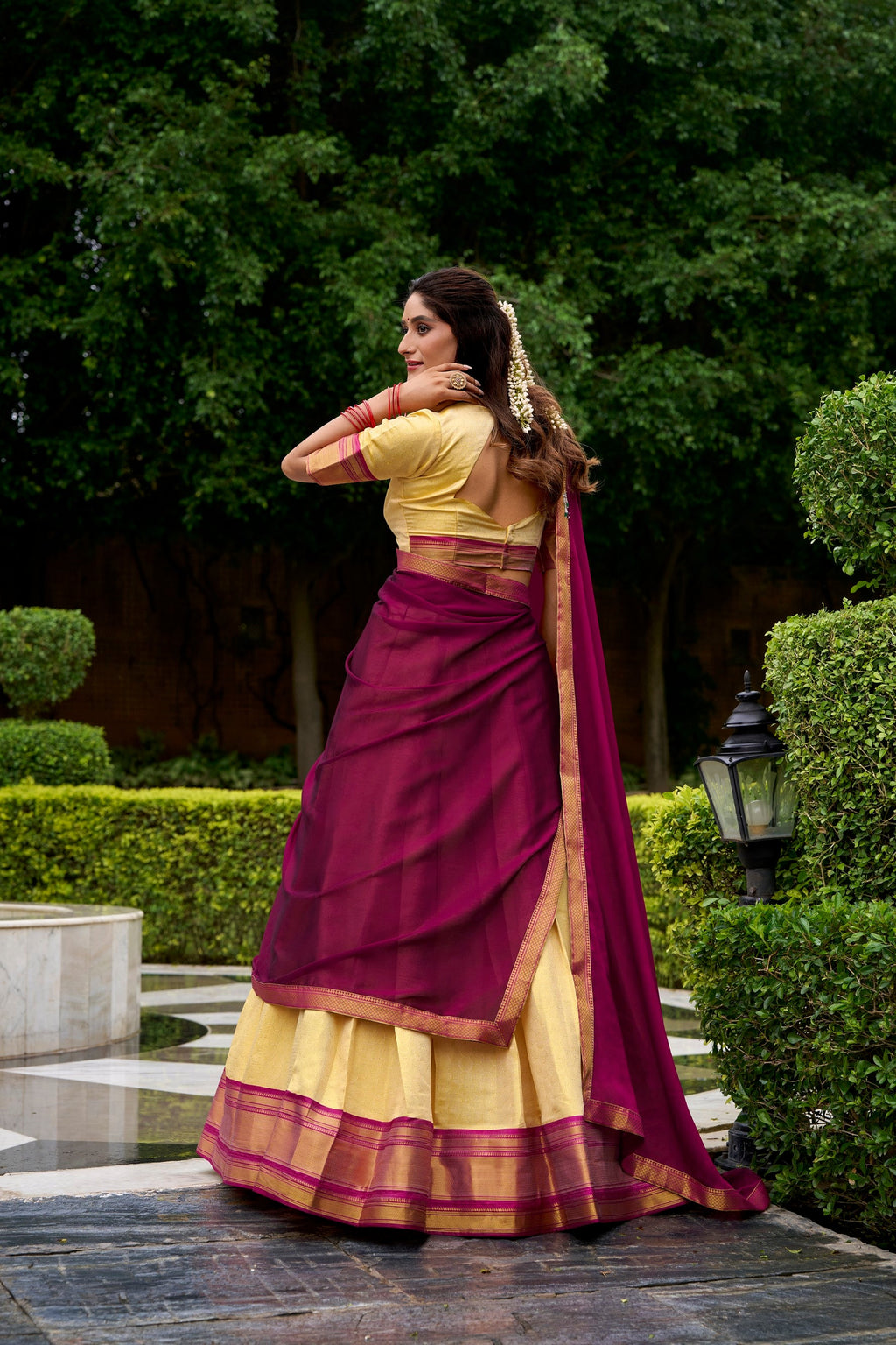Lorenvalley Fashion Cream Kanchipuram Zari Weaving Work Lehenga Choli with Dupatta - Distacart
