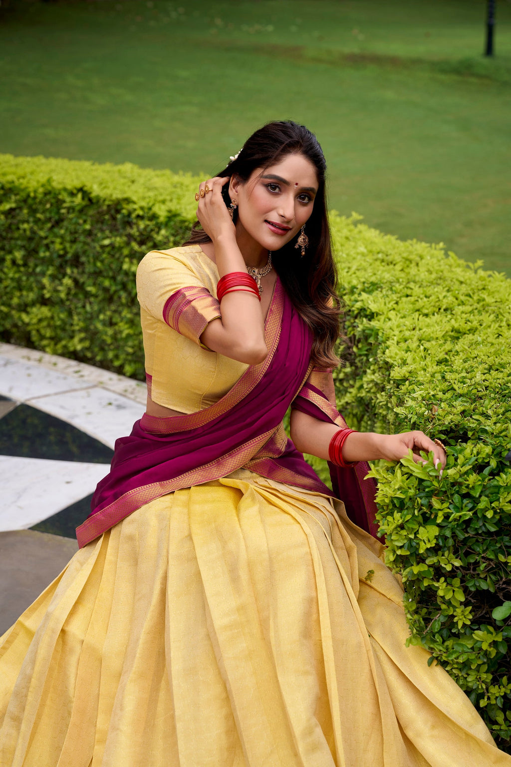 Lorenvalley Fashion Cream Kanchipuram Zari Weaving Work Lehenga Choli with Dupatta - Distacart