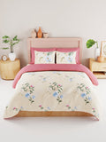 BIANCA Yellow & Blue Floral 186 TC King Bedsheet with 2 Pillow Covers
