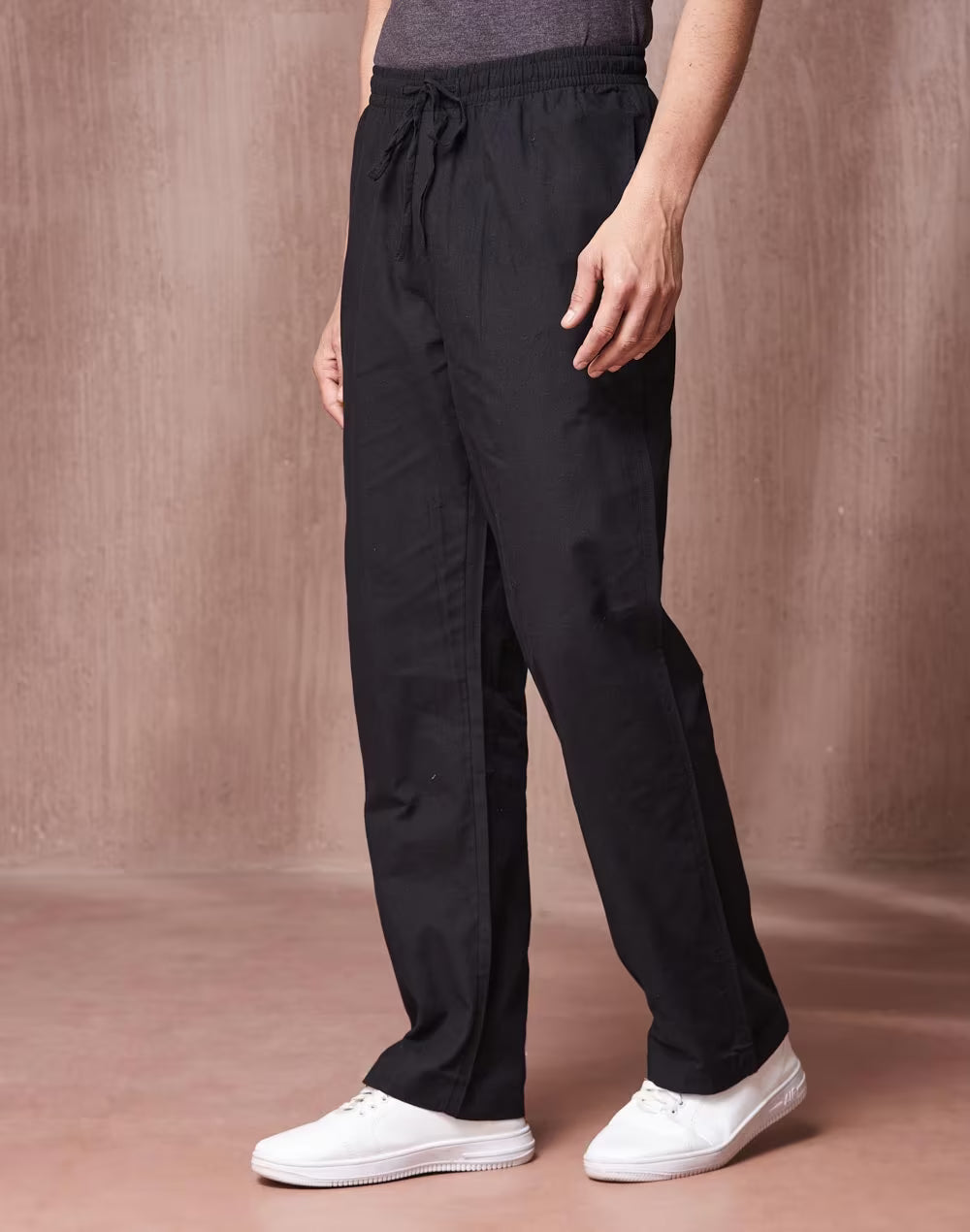 Fabmade White Black Combo Men Linen Pajama