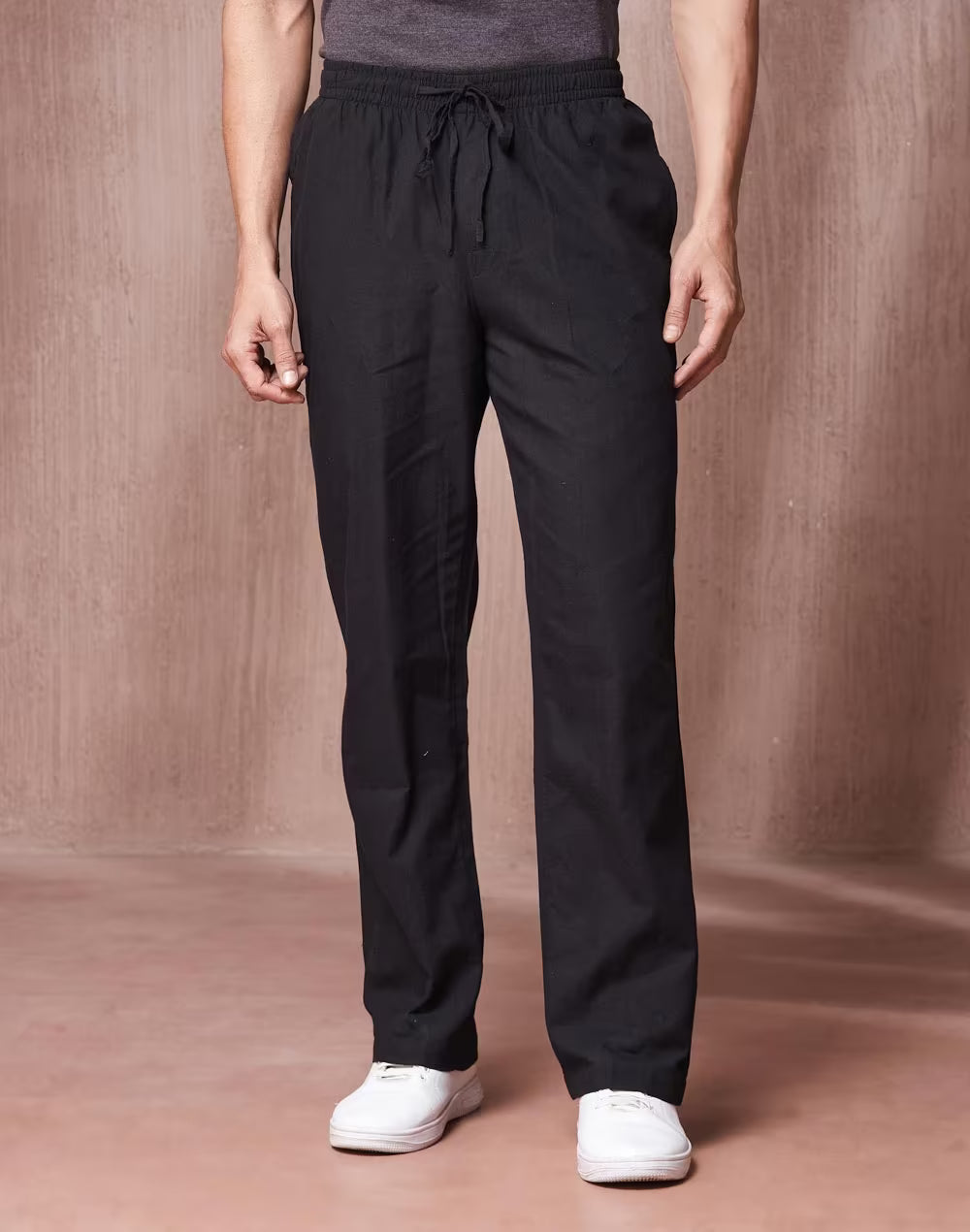Fabmade White Black Combo Men Linen Pajama