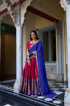 Lorenvalley Pink Narayan Pattu Fabric with Zari Weaving Work Lehenga Choli
