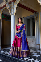 Lorenvalley Pink Narayan Pattu Fabric with Zari Weaving Work Lehenga Choli