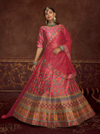 Myra Pink Art Silk Embroidered Designer Lehenga