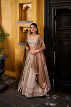 Lorenvalley Fashion Cream Dupion Silk Zari Weaving Work Lehenga Choli with Dupatta - Distacart