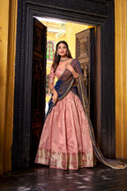 Evanik Traditional Pink Dupion Silk With Zari Weaving Work Fully Stitched Lehenga Choli - Distacart