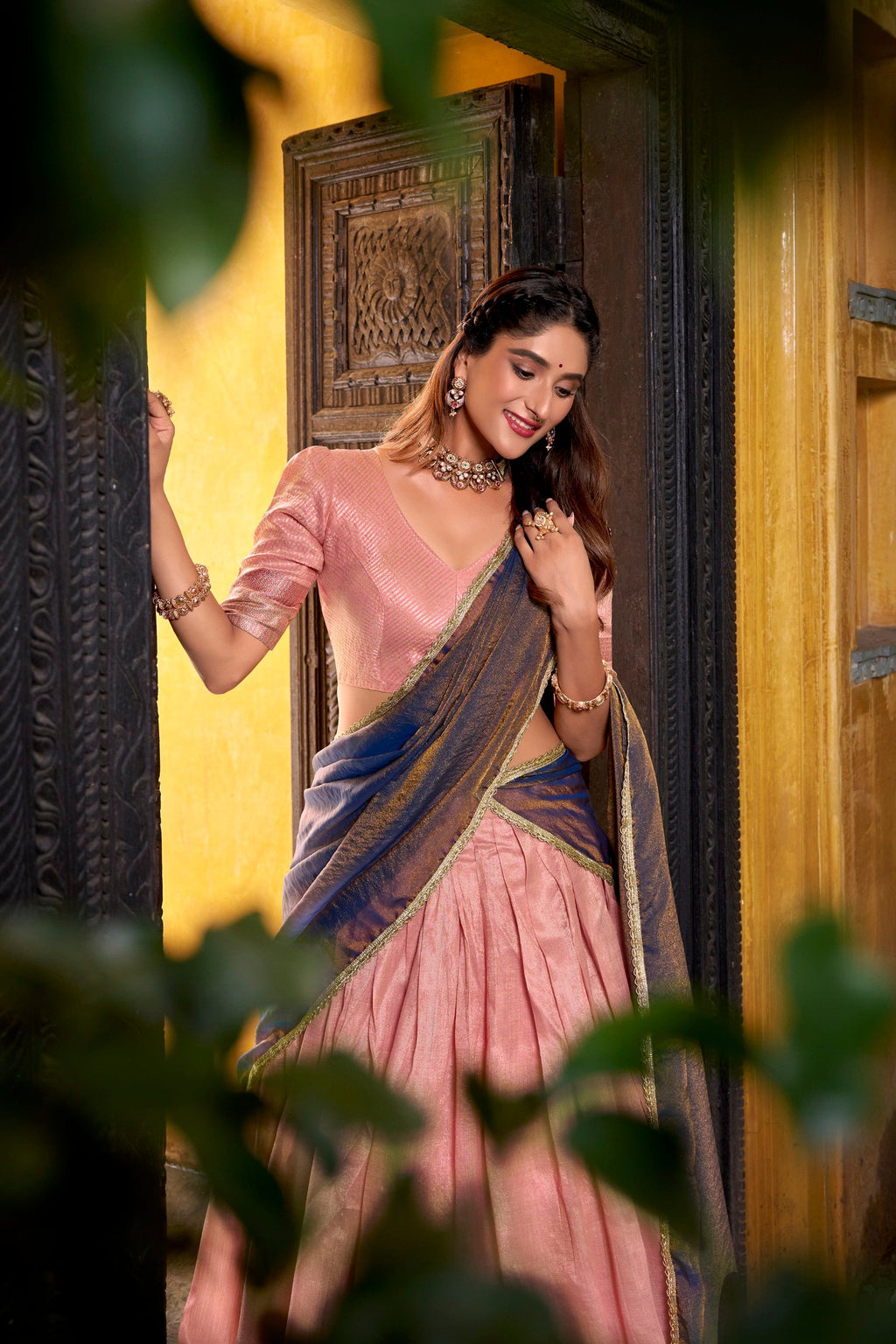 Lorenvalley Fashion Lightpink Dupion Silk Zari Weaving Work Lehenga Choli with Dupatta - Distacart