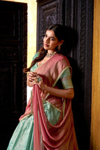 Evanik Traditional Sky Blue Dupion Silk With Zari Weaving Work Fully Stitched Lehenga Choli - Distacart
