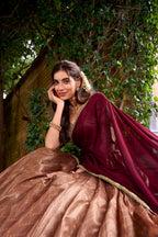 Lorenvalley Fashion Peach Dupion Silk Zari Weaving Work Lehenga Choli with Dupatta - Distacart