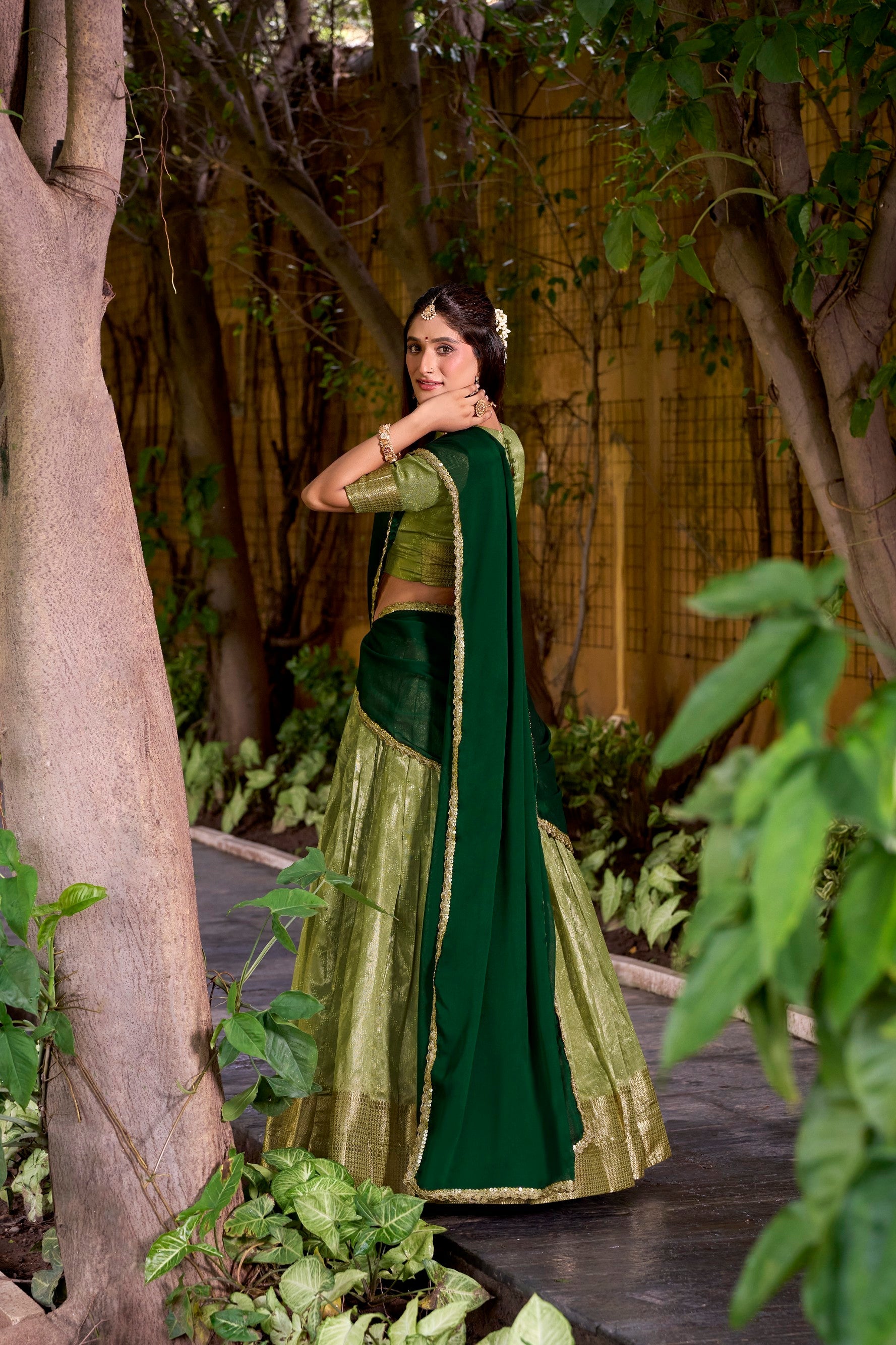 Lorenvalley Fashion Pista Dupion Silk Zari Weaving Work Lehenga Choli with Dupatta - Distacart