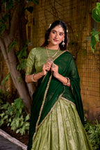 Lorenvalley Fashion Pista Dupion Silk Zari Weaving Work Lehenga Choli with Dupatta - Distacart
