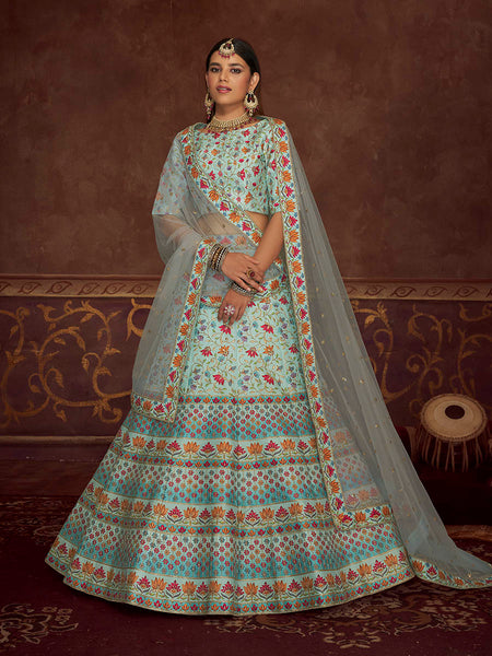 Myra Sky Art Silk Embroidered Designer Lehenga