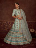 Myra Sky Art Silk Embroidered Designer Lehenga
