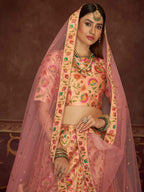 Myra Peach Pink Art Silk Embroidered Designer Lehenga