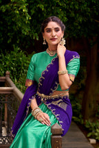 Evanik Traditional Bottle Green Poly Cotton Half Saree With Zari Weaving Work Lehenga Choli - Distacart