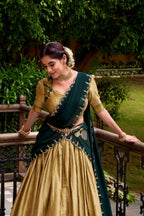 Evanik Traditional Cream Poly Cotton Half Saree With Zari Weaving Work Lehenga Choli - Distacart
