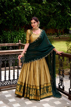 Evanik Traditional Cream Poly Cotton Half Saree With Zari Weaving Work Lehenga Choli - Distacart
