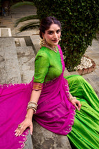 Evanik Traditional Parrot Poly Cotton Half Saree With Zari Weaving Work Lehenga Choli - Distacart