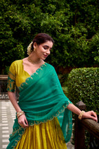Lorenvalley Fashion Yellow Poly Cotton Zari Weaving Work Lehenga Choli with Dupatta - Distacart
