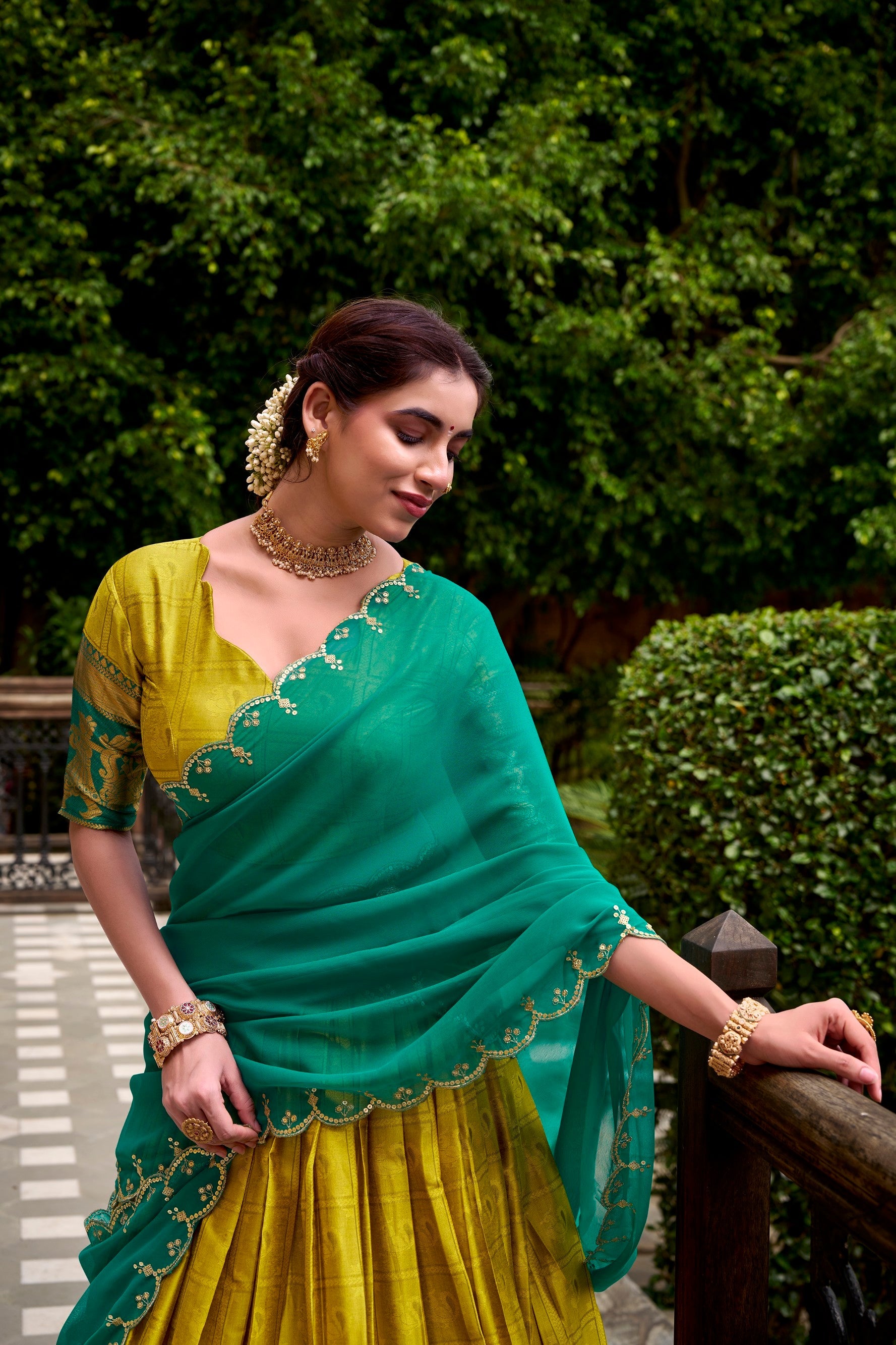Lorenvalley Fashion Yellow Poly Cotton Zari Weaving Work Lehenga Choli with Dupatta - Distacart