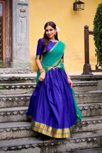 Lorenvalley Fashion Royalblue Poly Cotton Zari Weaving Work Lehenga Choli with Dupatta - Distacart