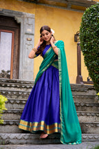 Lorenvalley Fashion Royalblue Poly Cotton Zari Weaving Work Lehenga Choli with Dupatta - Distacart