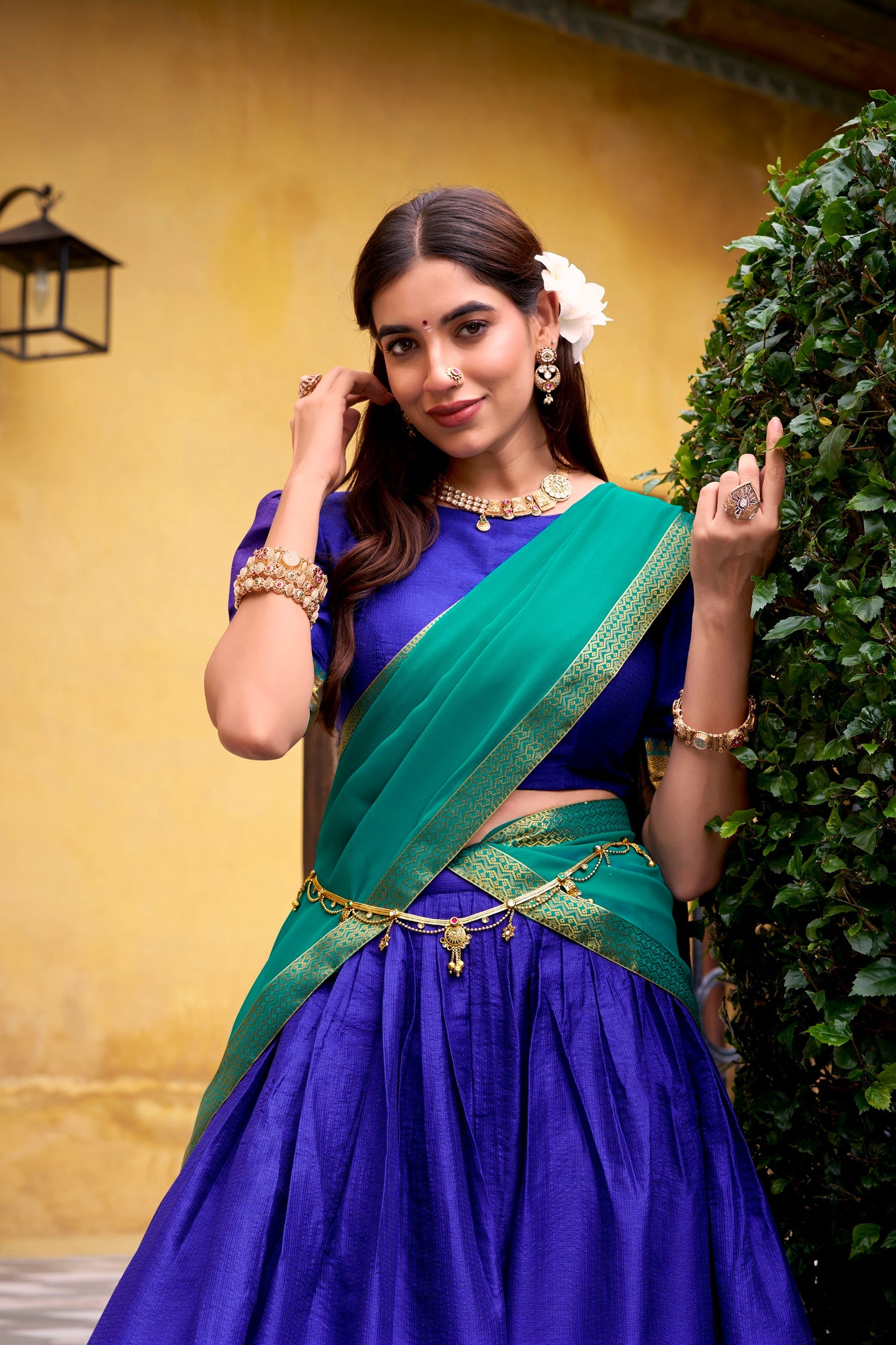 Lorenvalley Fashion Royalblue Poly Cotton Zari Weaving Work Lehenga Choli with Dupatta - Distacart