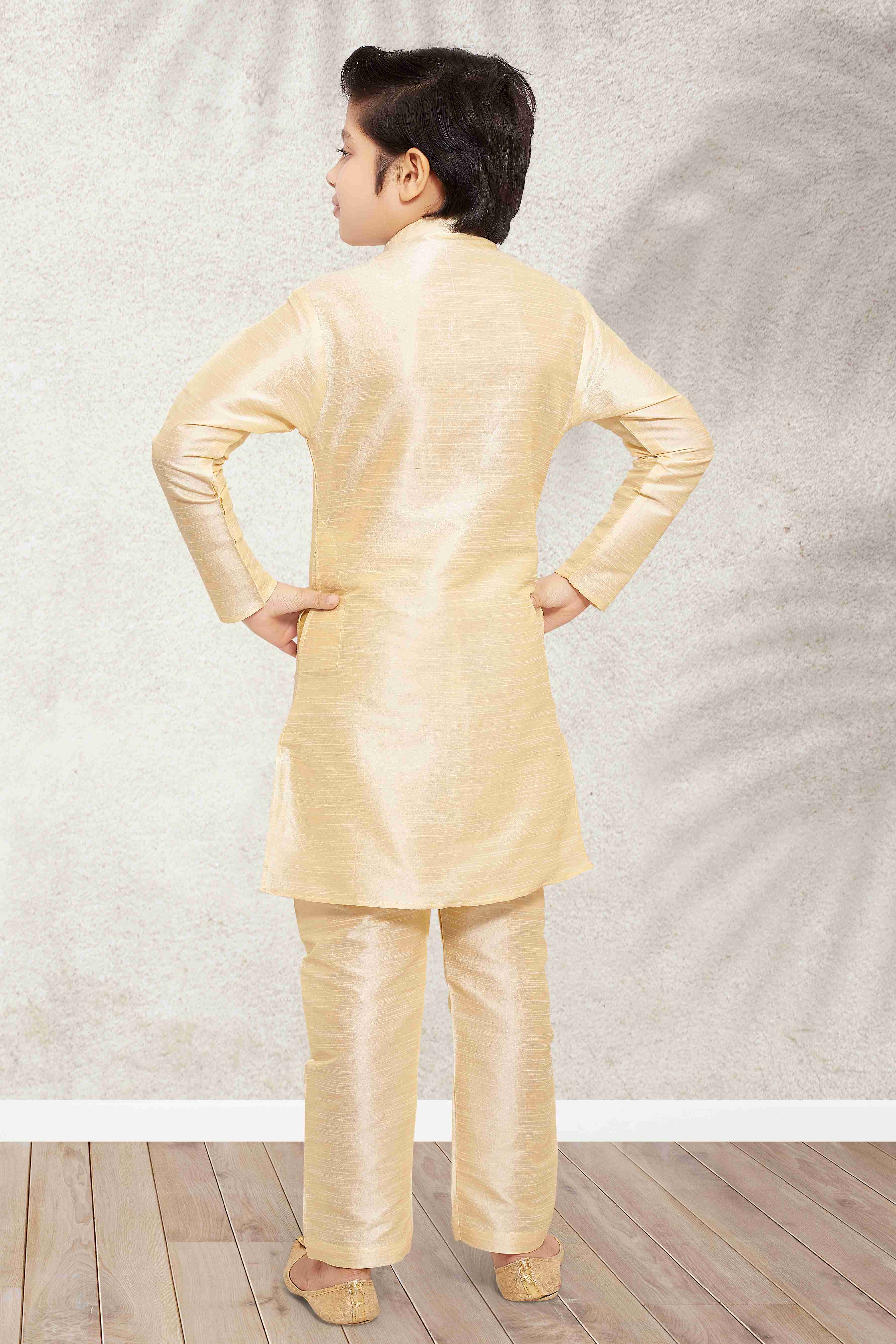 Raivat Ethnic Banarasi Silk Digital Printed Kurta Pajama With Jacket In Cream Colour - Distacart