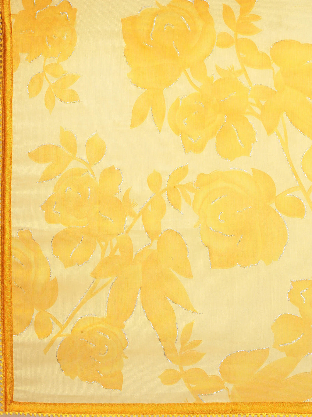 Sangria Yellow Floral Pure Chiffon Saree - Distacart