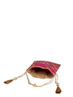 Masq Pink & Gold-Toned Embellished Embroidered Potli Clutch - Distacart