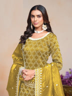 Anaita Mehendi Embroidered Gold Crush Salwar Suit - Distacart