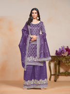 Anaita Lavender Embroidered Gold Crush Salwar Suit - Distacart