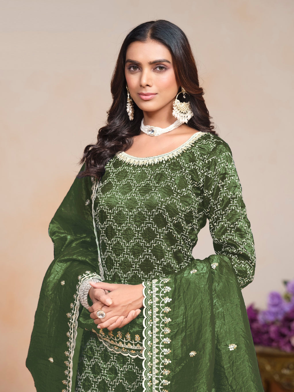 Anaita Green Embroidered Gold Crush Salwar Suit - Distacart