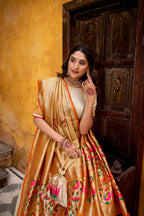 Lorenvalley Fashion Off White Silk Paithani Zari Weaving Work With Lace Border Lehenga Choli with Dupatta - Distacart