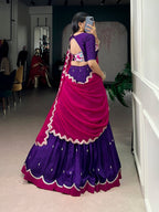 Lorenvalley Fashion Purple Naysha Silk Sequins and Thread Embroidery Work with Lace Border Lehenga Choli with Dupatta - Distacart
