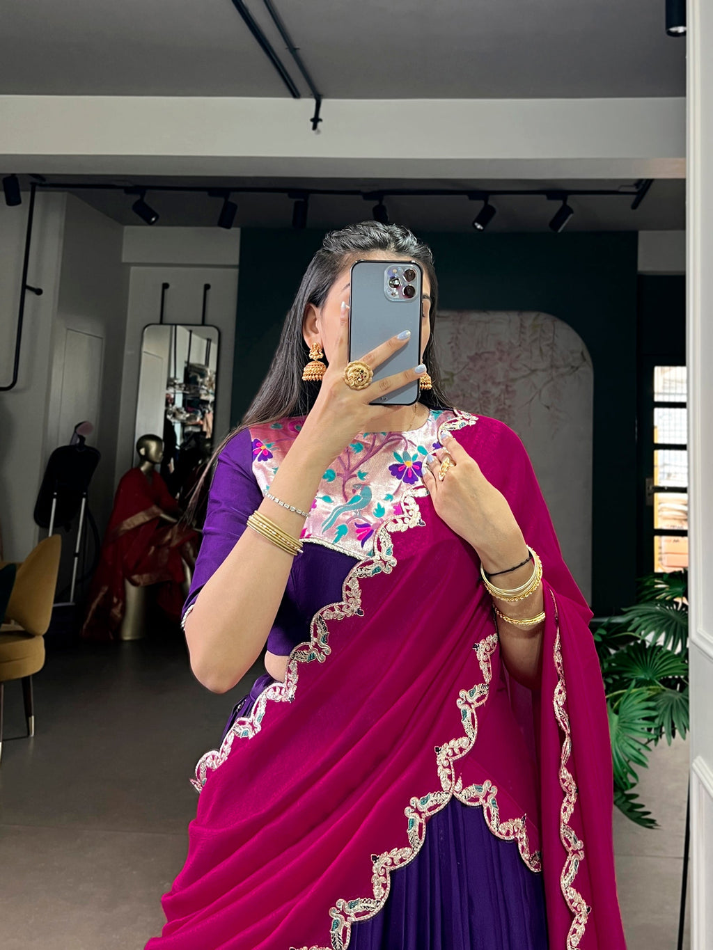 Lorenvalley Fashion Purple Naysha Silk Sequins and Thread Embroidery Work with Lace Border Lehenga Choli with Dupatta - Distacart