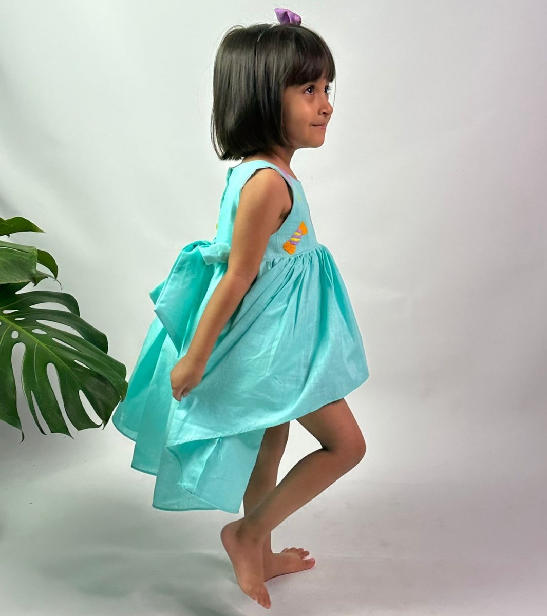 ArthLife Cyan Candy Party Wear Dress